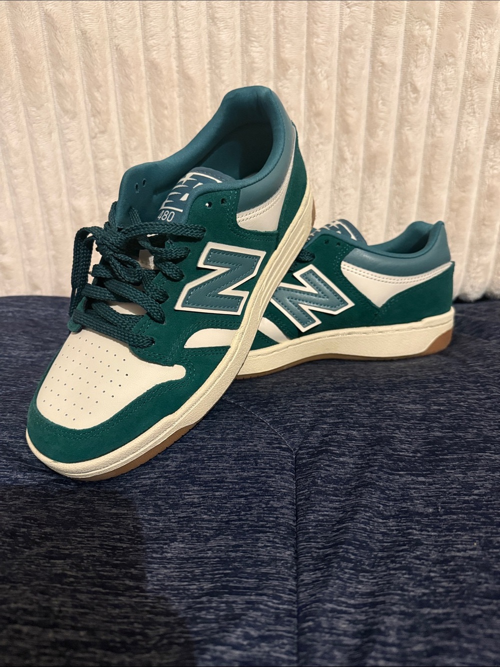 New Balance Men’s Teal and White Low-Top Sneakers
